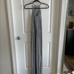 Olivia Rae Grey and Navy Striped Maxi Dress